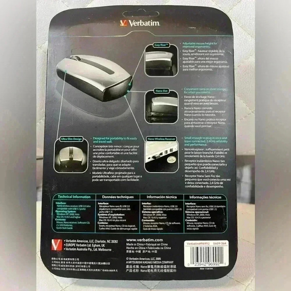 Verbatim 96991 Easy Riser Laser Bluetooth Mouse for PC/Laptop - Picture 4 of 6